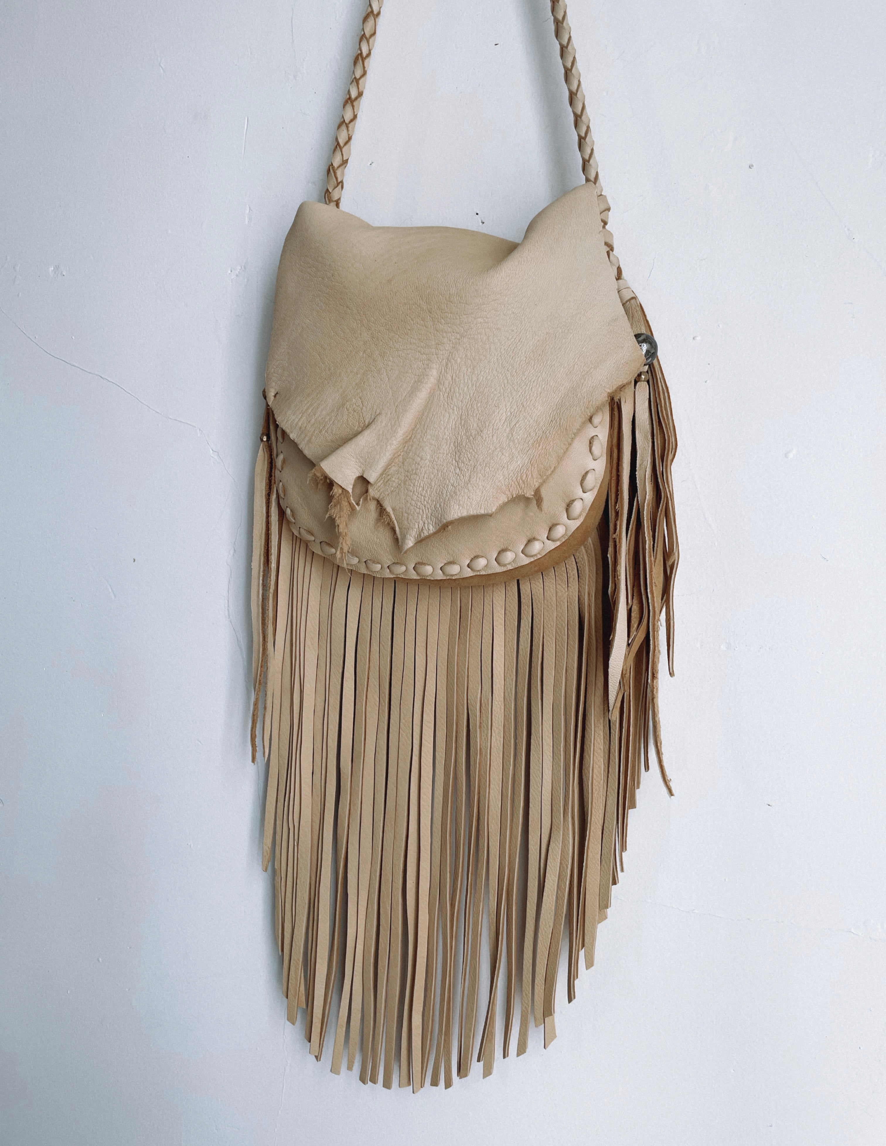 Suede Fringe Beaded Saddle Bag